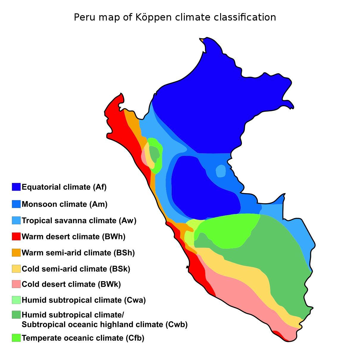 Karta Peru klima